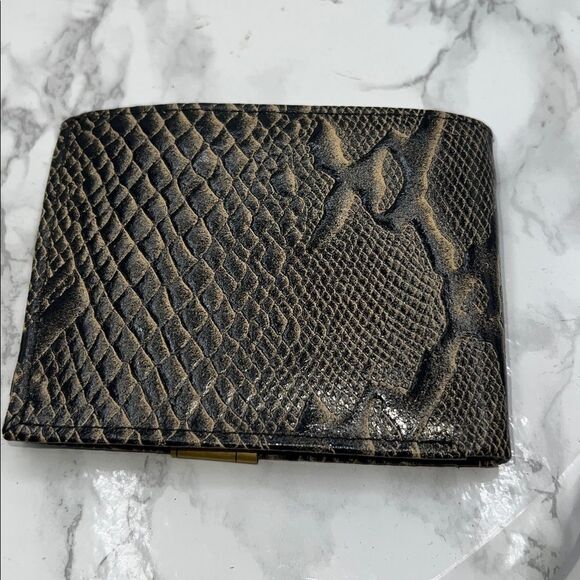 DELUX Genuine Snakeskin Leather Tan and Black Bifold Wallet-New! - Picture 5 of 5